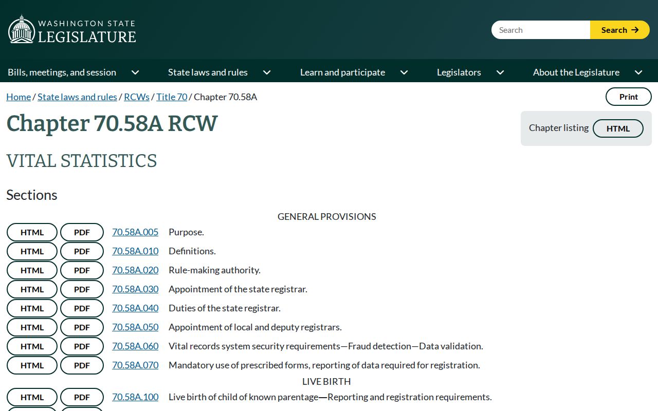 Washington vital records law for a North Lynnwood resident lookup